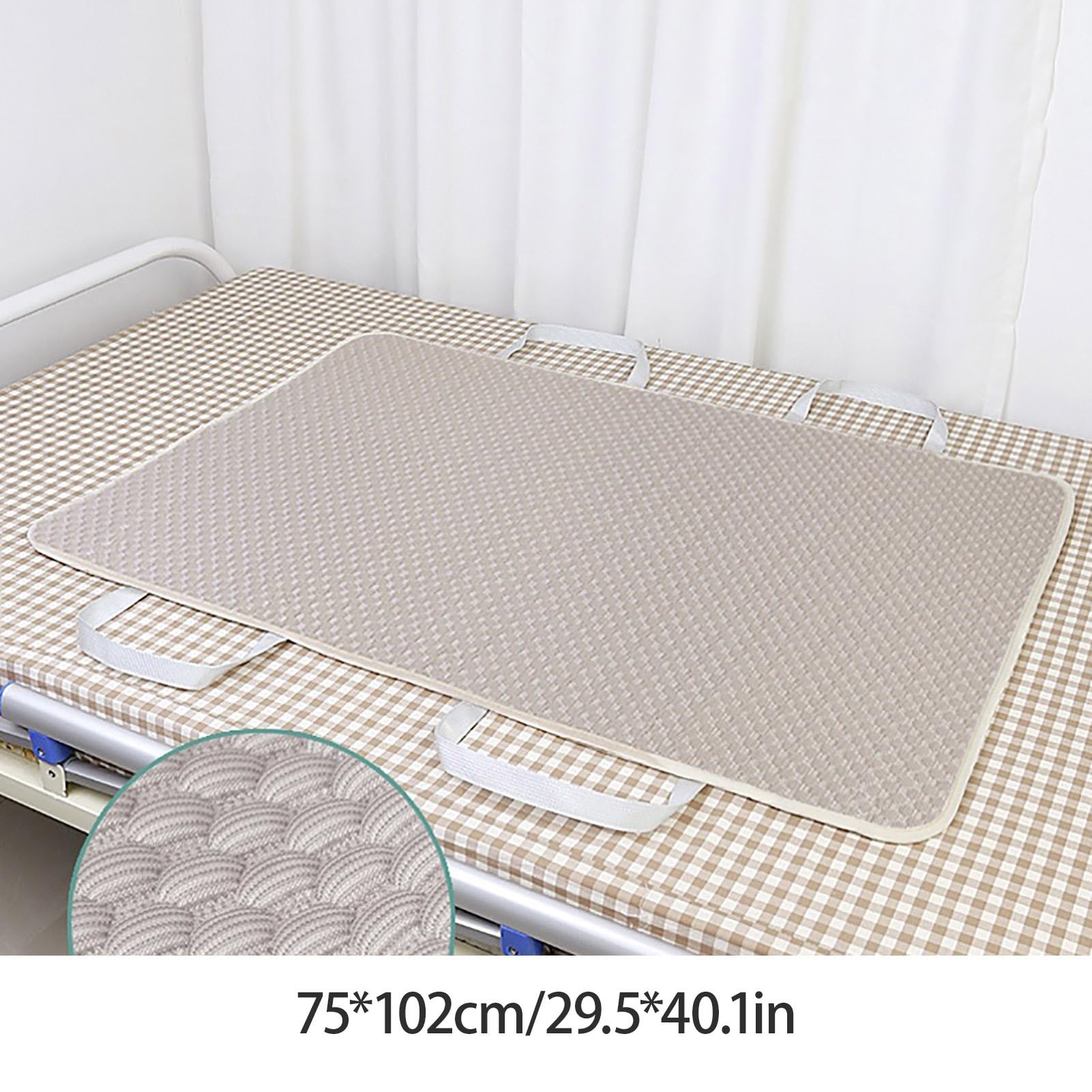 AHUAN Sensazione Rinfrescante Seta Ghiacciata Traverse Letto Anziani per Bambini, Adulti Traversa Impermeabile Con Maniglie Rinforzate Case Di Cura Telo Impermeabile Letto(Khaki,S)