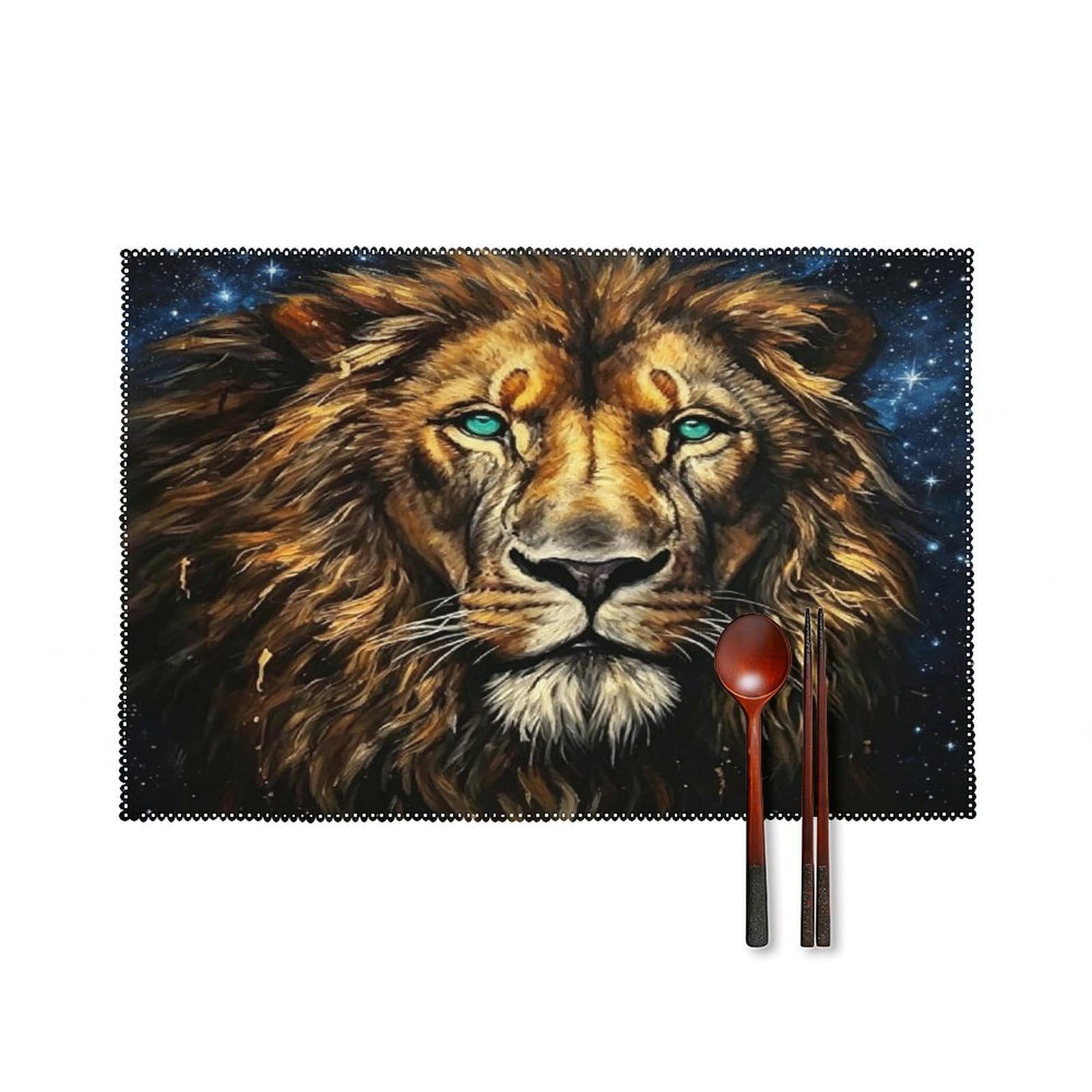 Fekiloot Style Golden-Brown Lion Placemats Set Of 6,Table Mat