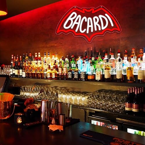 Miniatura 58 de Bacardi Ron - Letrero comercial de neón para decoración de pared de bar, alimentado por USB, letrero decorativo abierto para el hogar, bar, tienda