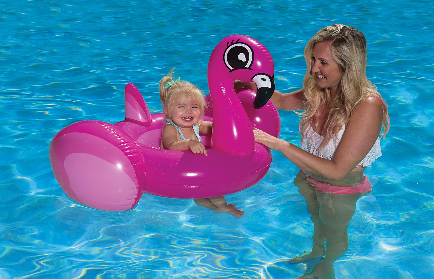 Poolmaster 81539 Learn-to-Swim Swimming Pool Float Baby Rider, Flamingo Pink 30 Long x 24 Wide, deflated