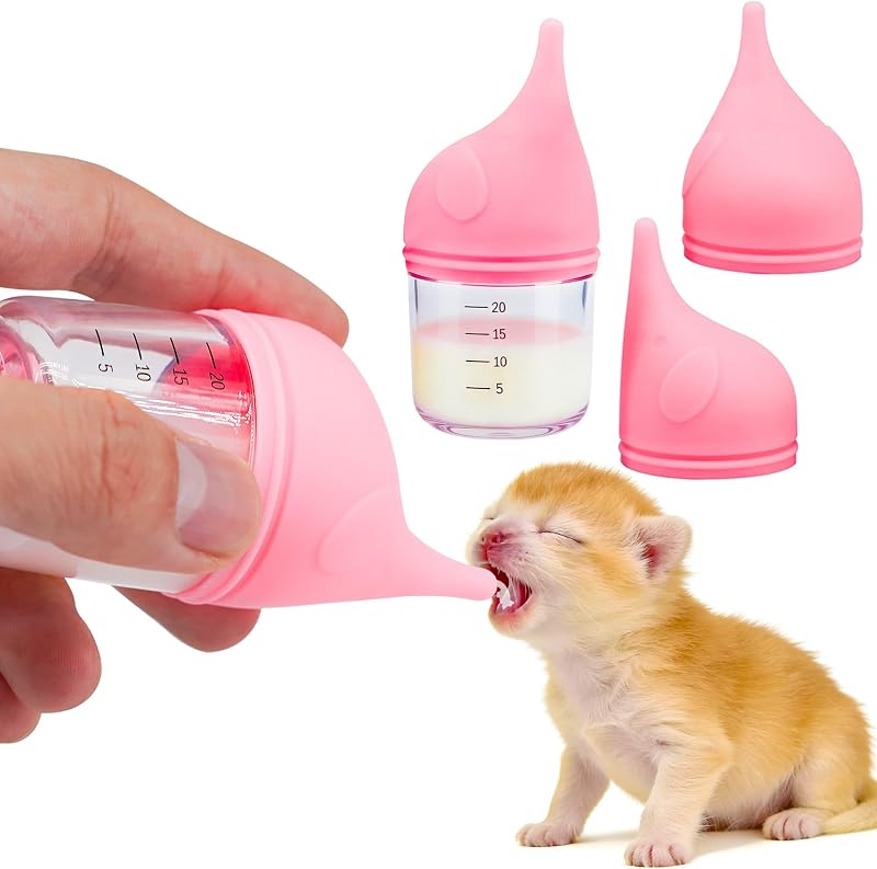 Mamadeira para Filhotes de Cães e Gatos com Bico de Silicone YeulYuuri Rosa 20 mL