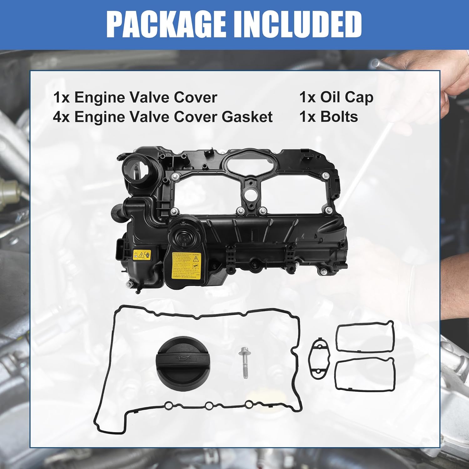 X AUTOHAUX Camshaft Engine Valve Cover Kit with Gasket Bolts and Oil Cap NO.11127588412 for BMW 328i 528i 2012-2016