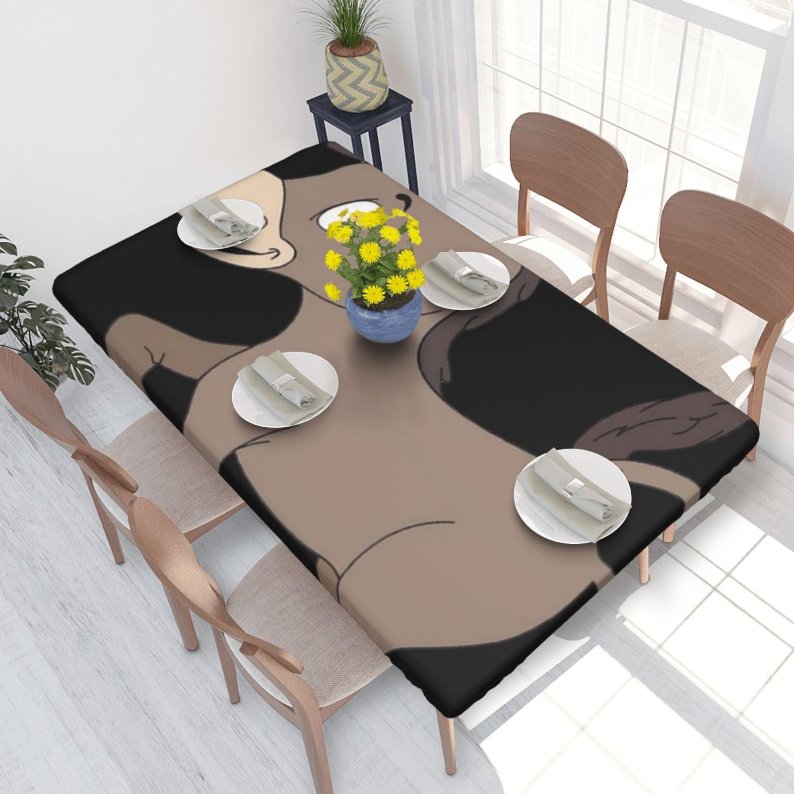 BNVSADC cartoon donkey Printed 4FT Tablecloth 122x76 CM Polyester Kitchen Water Resistant Table Cloth Dining Table Decoration Table Covers