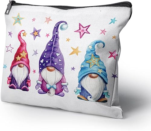 Miniatura 2 de Cafl Bolsa de maquillaje para mujeres y niñas, organizador de viaje portátil de gran capacidad, 10 x 8 pulgadas, Estrellas mágicas Gnomos15