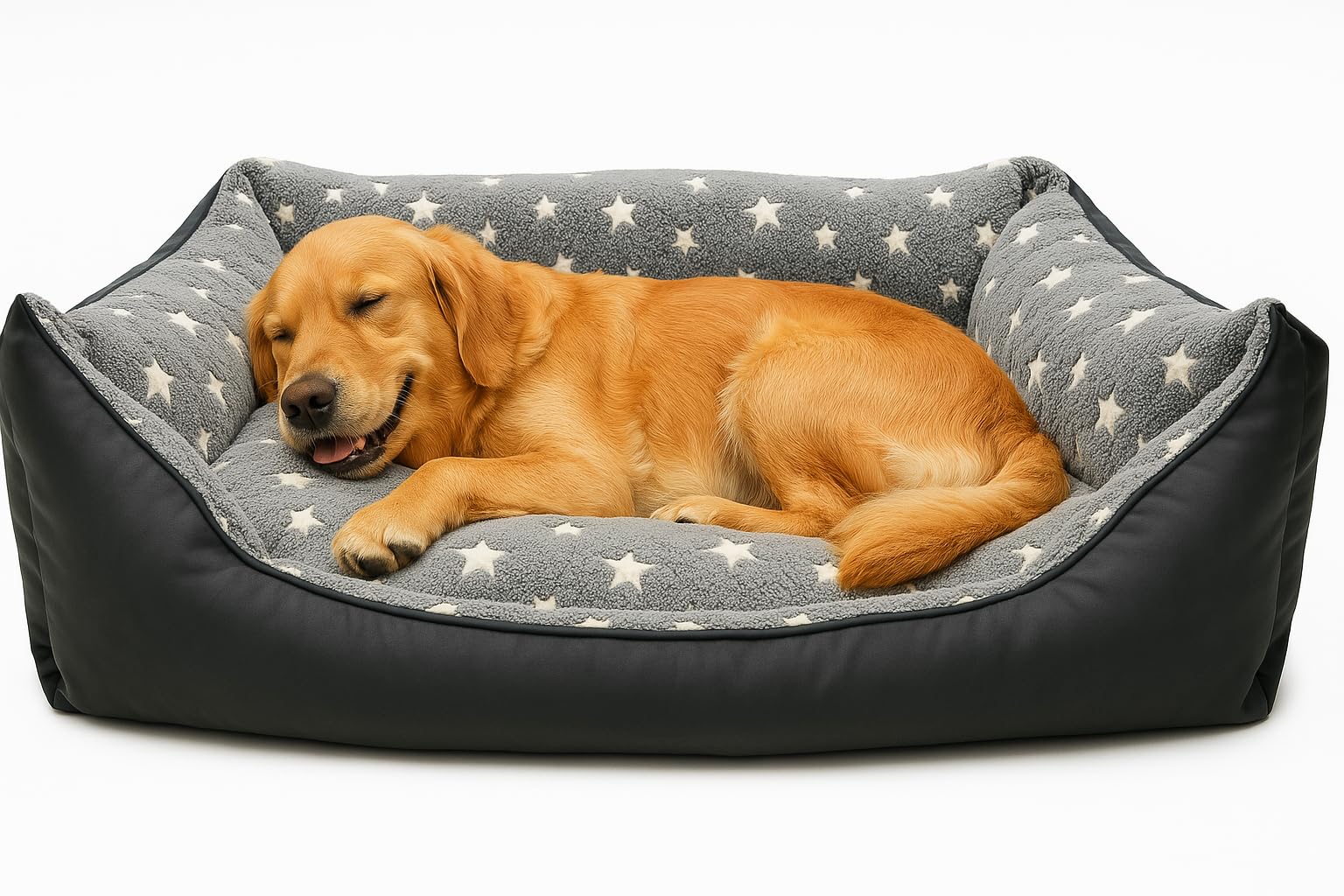 Odolplusz Cuccia per cani con cuscino reversibile, lavabile, imbottitura in 100% spugna di poliuretano delicata sulla pelle (grafite – stelle)