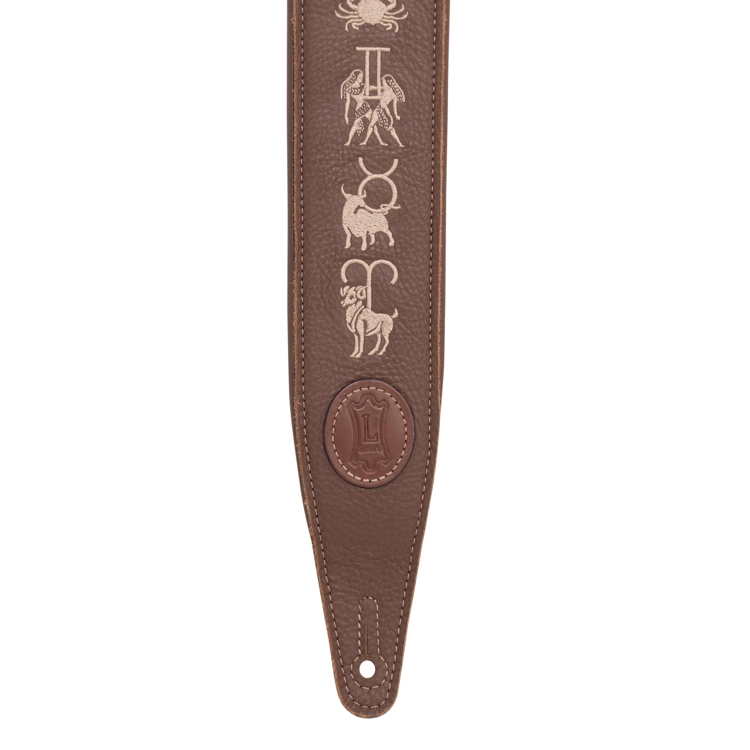 Levy's, MG317ZE-BRN Tracolla in Pelle Ricamata Zodiac Signs Brown 2.5", Larghezza 2 1/2" (6.35 cm), Regolabile fino a 55" (139.7 cm), Colore Brown