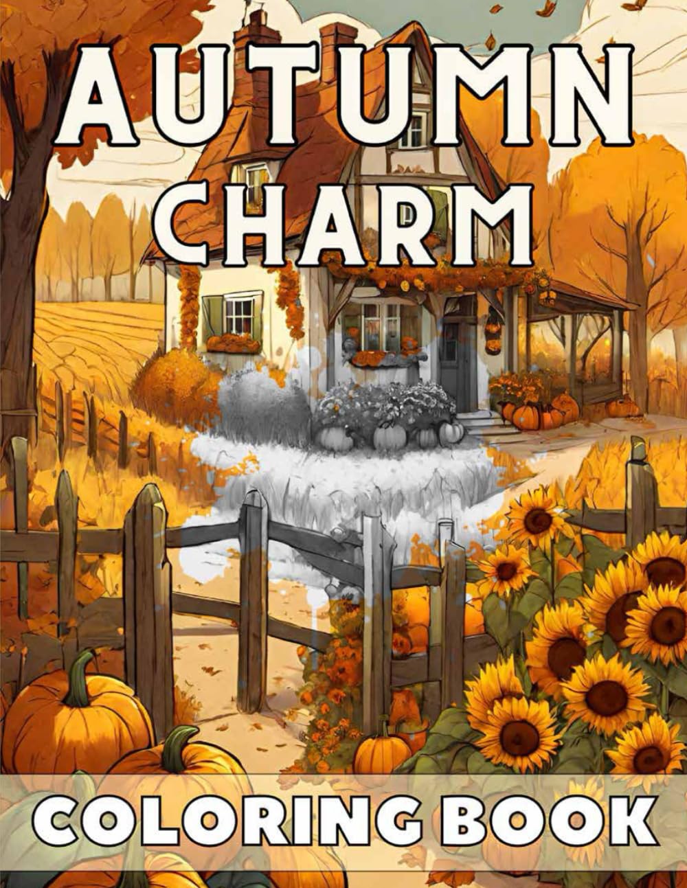 Autumn Charm Coloring Book: A Collection of Stunning Images with Charming Fall Scenes, 55 Enchanting Scenes of Autumnal Beauty, Picturesque Countryside, and Cozy Corners Adorned with Fall's Magic