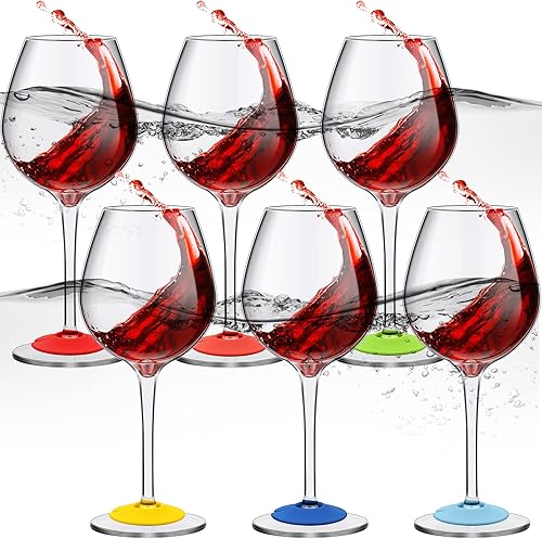 Juego de 6 copas de vino flotantes irrompibles de 17 onzas para piscina con etiquetas de dije, copas de vino de plástico Tritan con tallo flotante