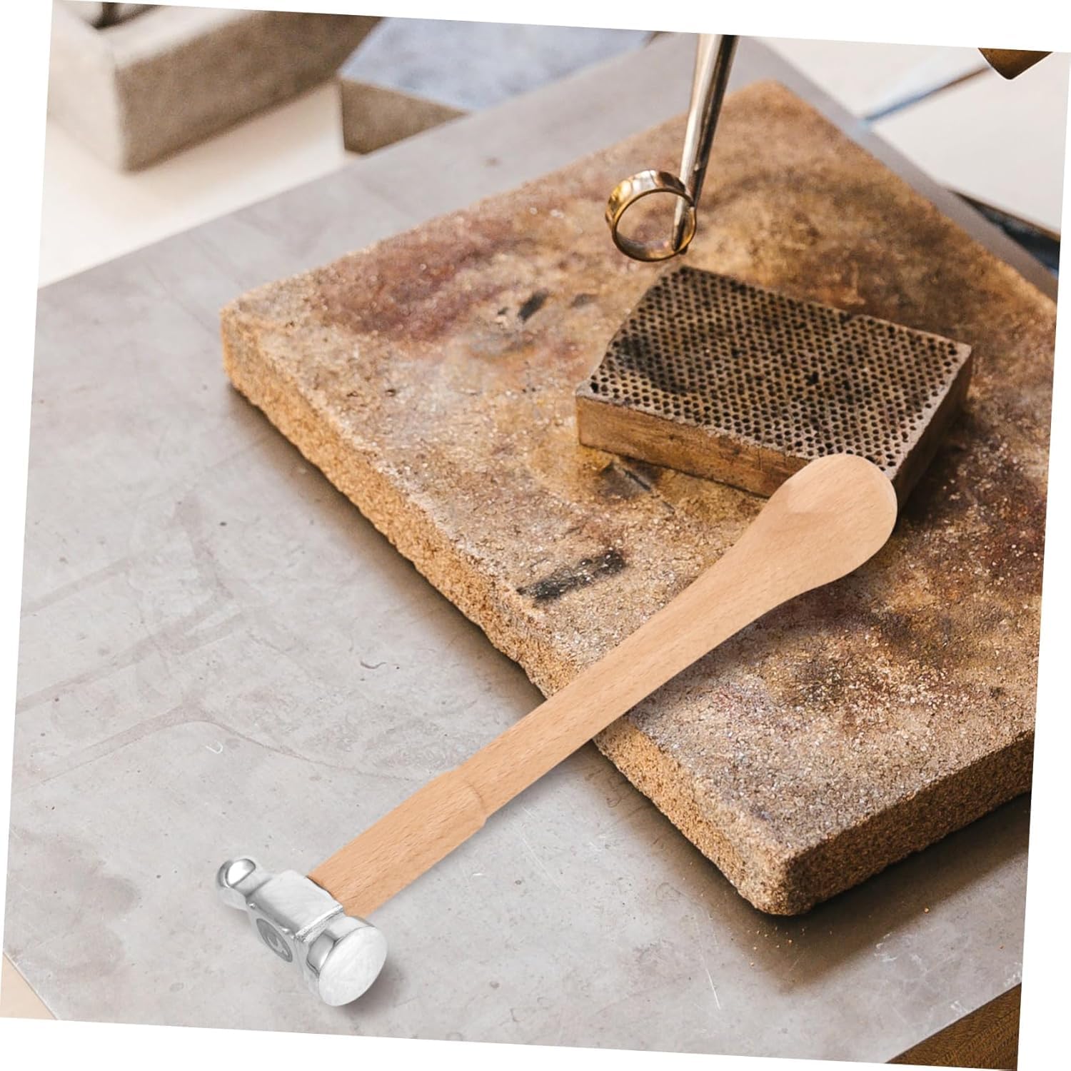 Mini martello americano fatto a mano grande testa manico in legno oro martello lucidatura testa rotonda martello multifunzionale high-end martello oro strumento