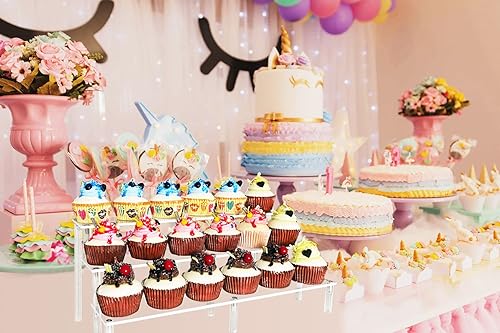 Miniatura 5 de Estante de exhibición de acrílico elevador, 3 niveles para figuras Amiibo Funko POP, soporte de exhibición grande para exhibición, cupcakes,