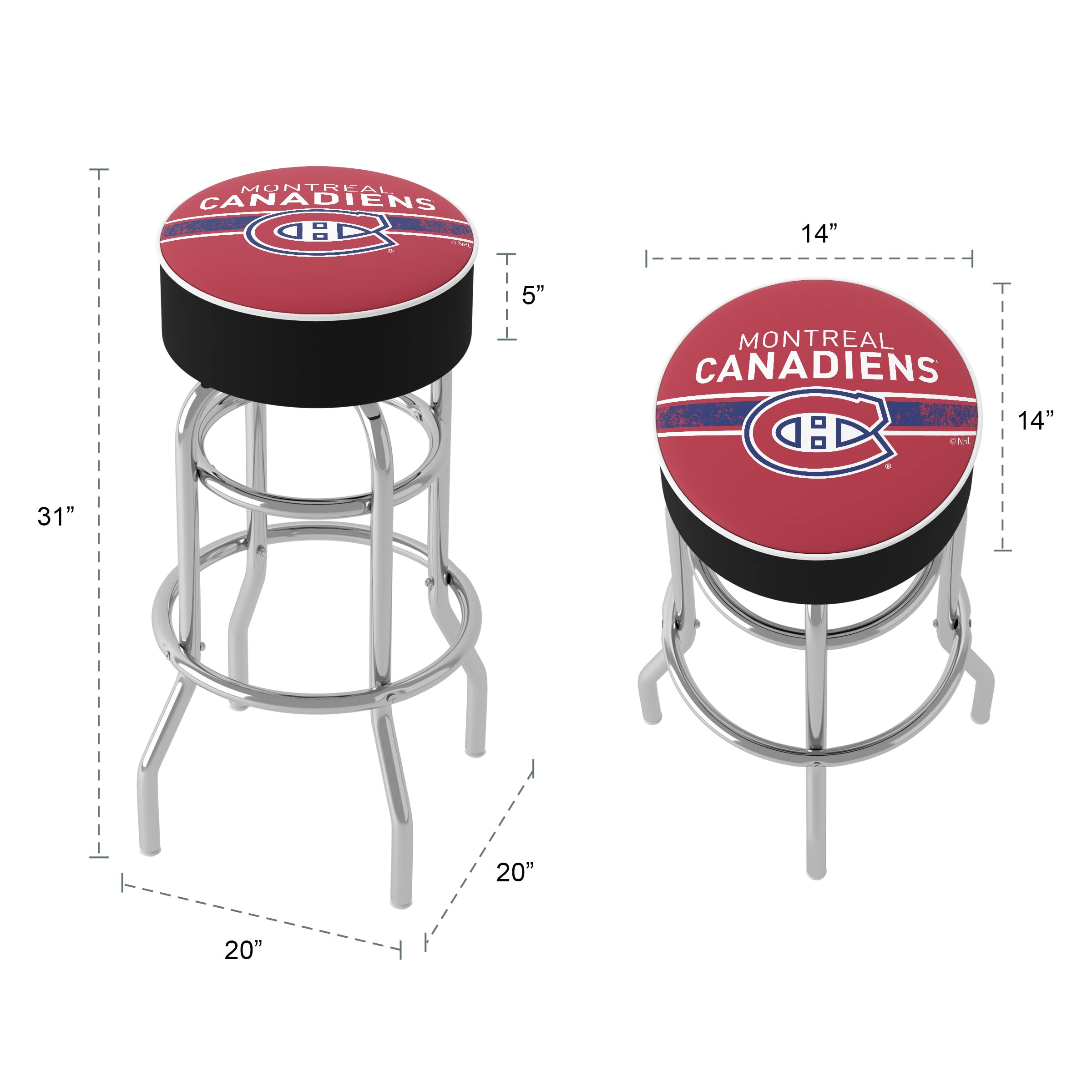 Trademark Gameroom NHL Chrome Bar Stool with Swivel-Montreal