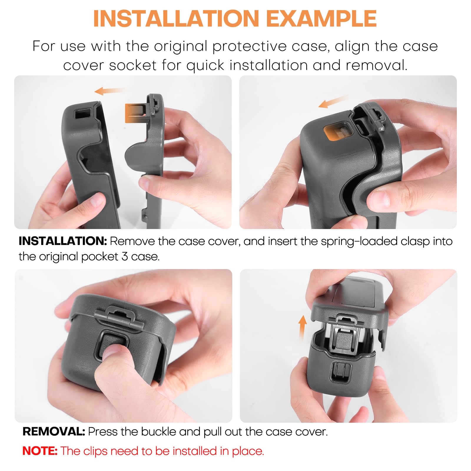REYGEAK Pocket 3 Custodia protettiva per obiettivo, design speciale, protezione completa per DJI Pocket 3 accessori, si possono registrare quattro filtri contemporaneamente. Corda regalo a mano