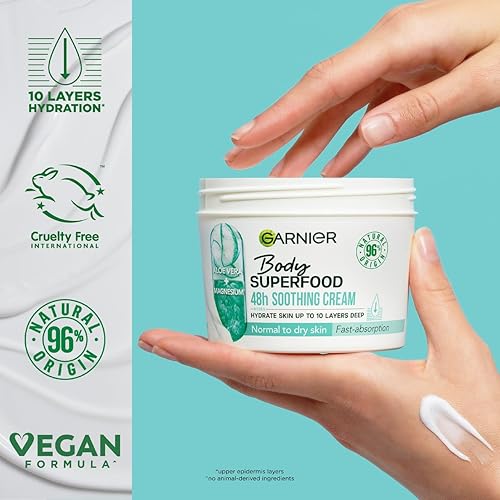 Miniatura 3 de Garnier Cuidado Corporal Nutritivo para Piel Seca, Mantequilla Corporal con Aloe Vera y magnesio, para hasta 48 Horas de Humedad, Superalimento