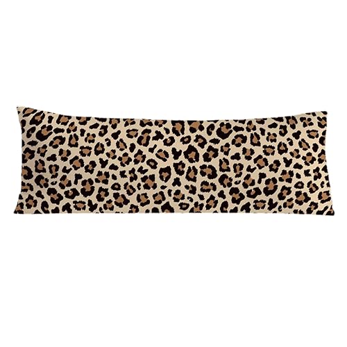 PIUD Trendy Leopard Print 20x54 Body Pillow Cover, Cheetah Print Room Decor, Girly Bedroom Dorm Decor, Funky Brown Leopard Animal Skin Decorative Long Body Pillow Cases for Bed Couch - Leopard Body Pillow Cover-3