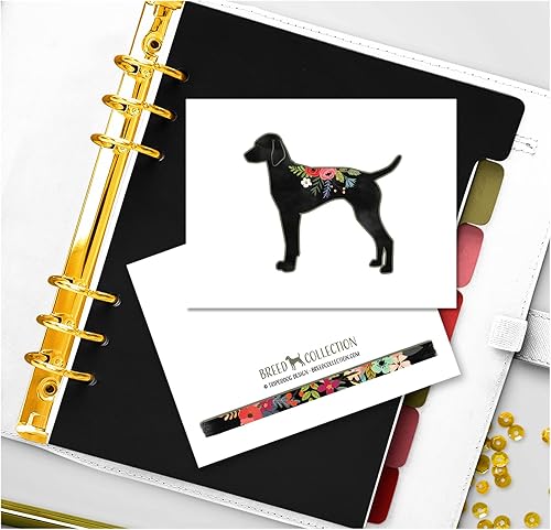 Miniatura 8 de Labradoodle  100 razas  Tarjetas de felicitación y sobres florales boho de silueta de raza de perro  Paquete de 8  Tarjetas de notas en blanco