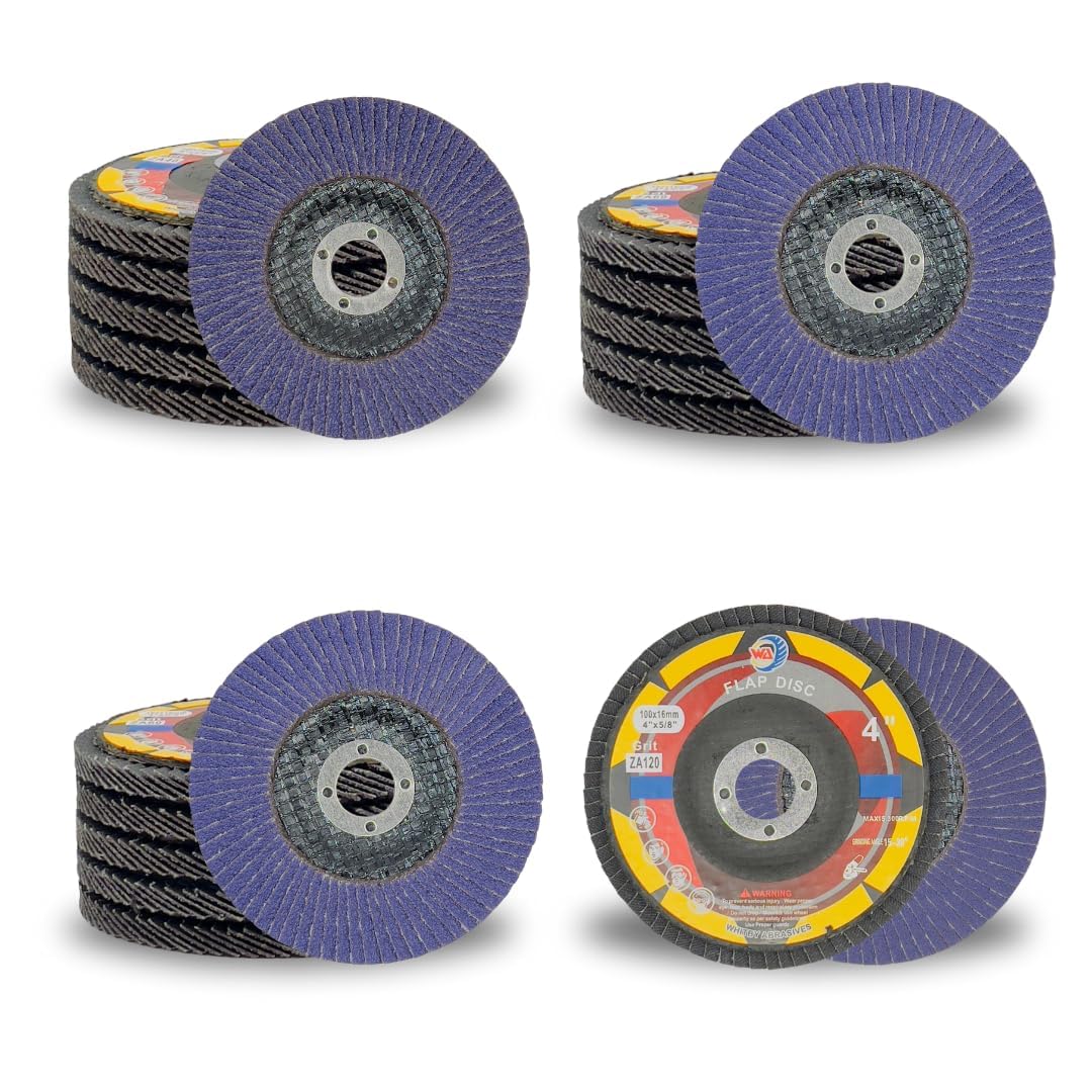 WA GRINDER20PACK - 4" Zirconia/Ceramic Purple Flap Disc, T27, 4 Inch Assorted Grit (40#, 60#, 80#, 120#) for Angle Grinder Metal Grinding, Woodworking