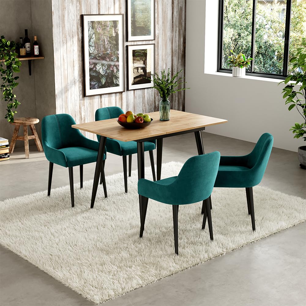 Vicco Tavolo da pranzo Beaver, Rovere Goldkraft/nero, 80 x 70 cm Estensibile, per un utilizzo flessibile come tavolo da pranzo o da lavoro