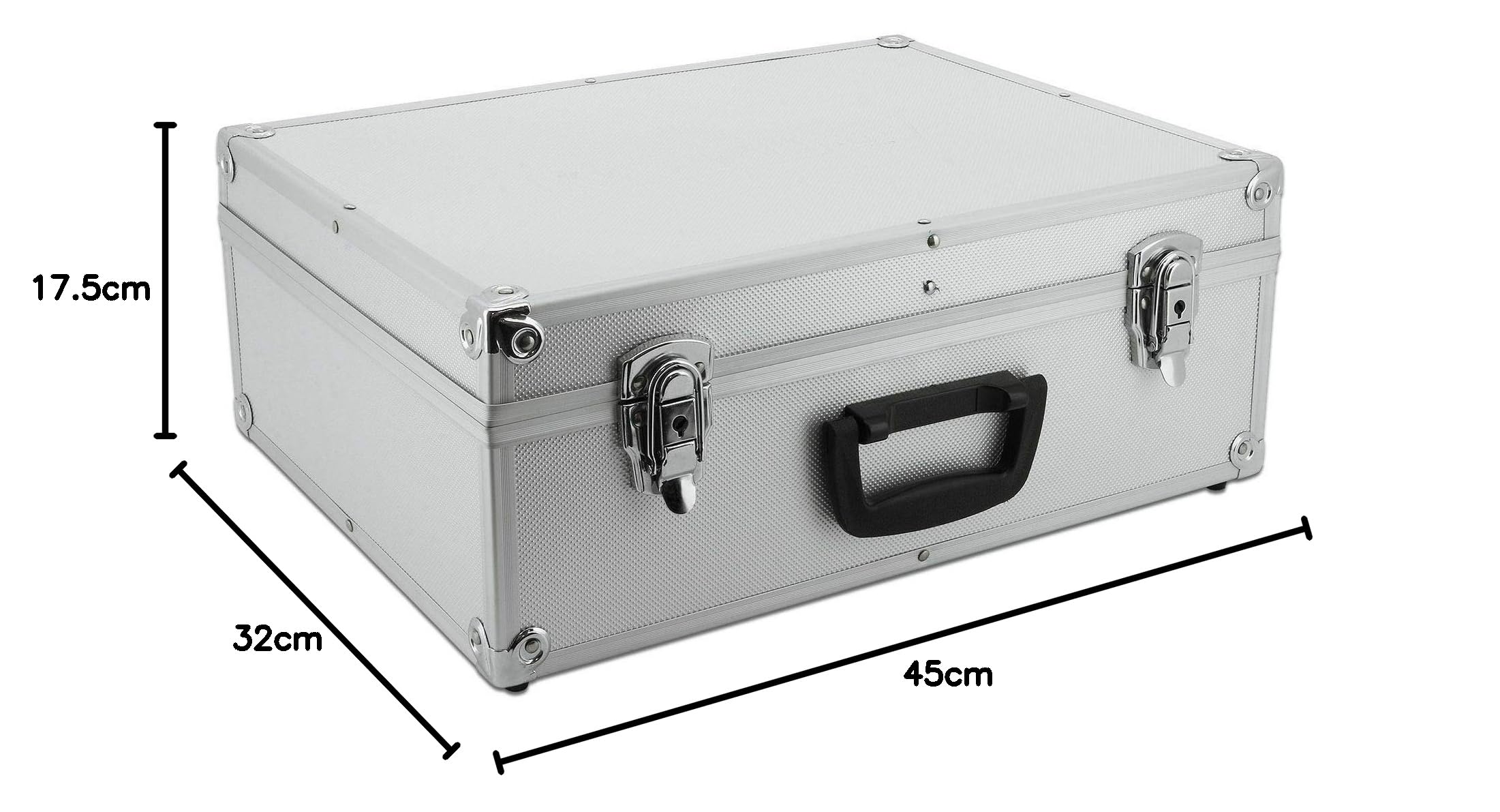 Maletín de AR Carry Box® de aluminio, caja de herramientas vacía; 450 x 320 x 175 mm. Color aluminio/plata