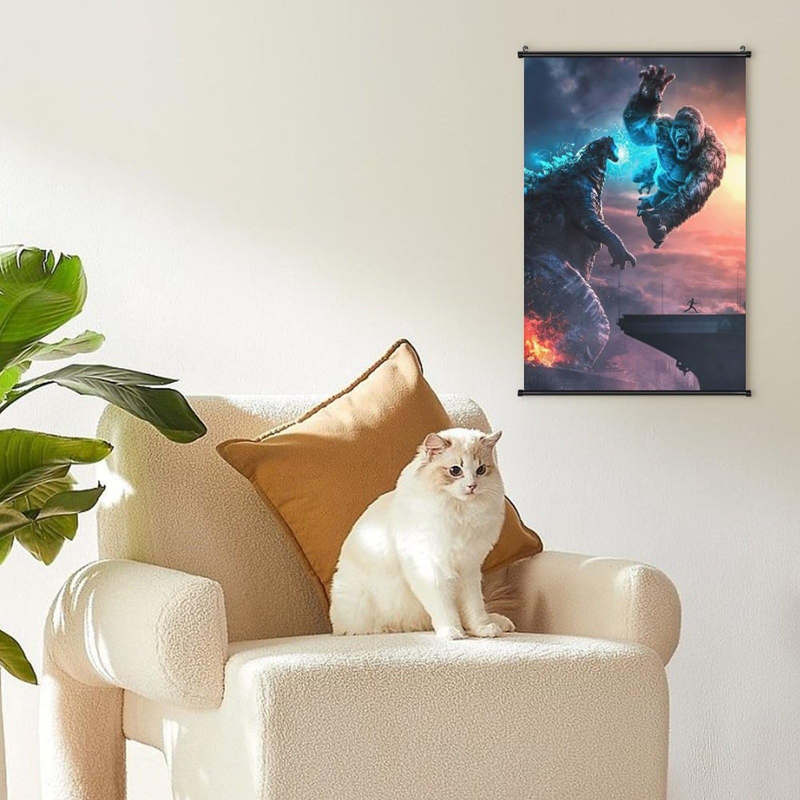 Amazon.co.jp: タペストリー 掛ける絵 ポスター ゴジラvsキングコング