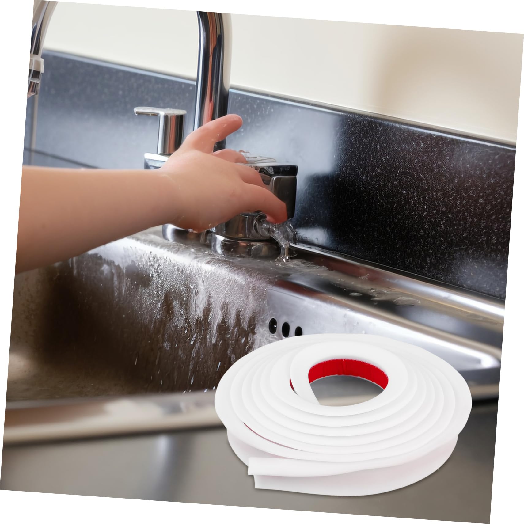 OSALADI Caulking Strip for Gaps Kitchen Countertop Water Barrier Peel and Stick Caulk Tape Self-Adhesive Caulk for Bathroom and Kitchen Sealing