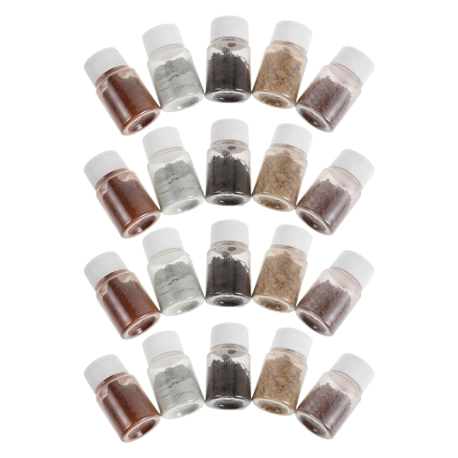 Veemoon 20 Bottles Soil Sample Set with Five Color Real Sample Soil in Plastic Vials for Scientific Experiment Education Stimulation and Collecting in Schools