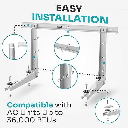 Miniatura 5 de Soporte de pared para minisplit resistente para exteriores de 9000-36000 BTU  Soporte de montaje para minisplit a prueba de inclemencias del tiempo