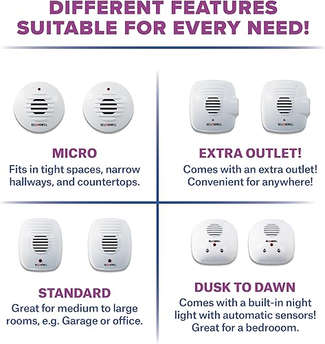 Miniatura 3 de Bell+Howell Repelente ultrasónico de plagas enchufable, dispositivo variado de 8 unidades, ayuda eficazmente a repeler ratones, insectos, ratas