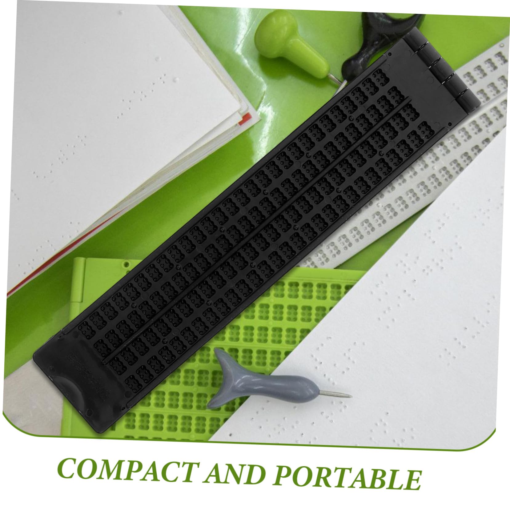 Valiclud Kit De Escritura Braille PortáTil Con Pizarra Y LáPiz Capacitivo Herramienta De EnseñAnza Para Ciegos DiapasóN Braille De 4 LíNeas Y 28 Celdas Accesorios De Aprendizaje Adaptados
