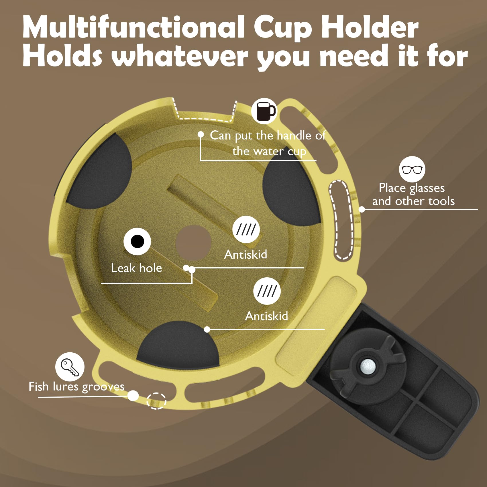 2-in-1 Anti-Spill Desk Cup Holder With Hook - Clamp-On For Wheelchairs, Gaming Desks, Workstations - View #10