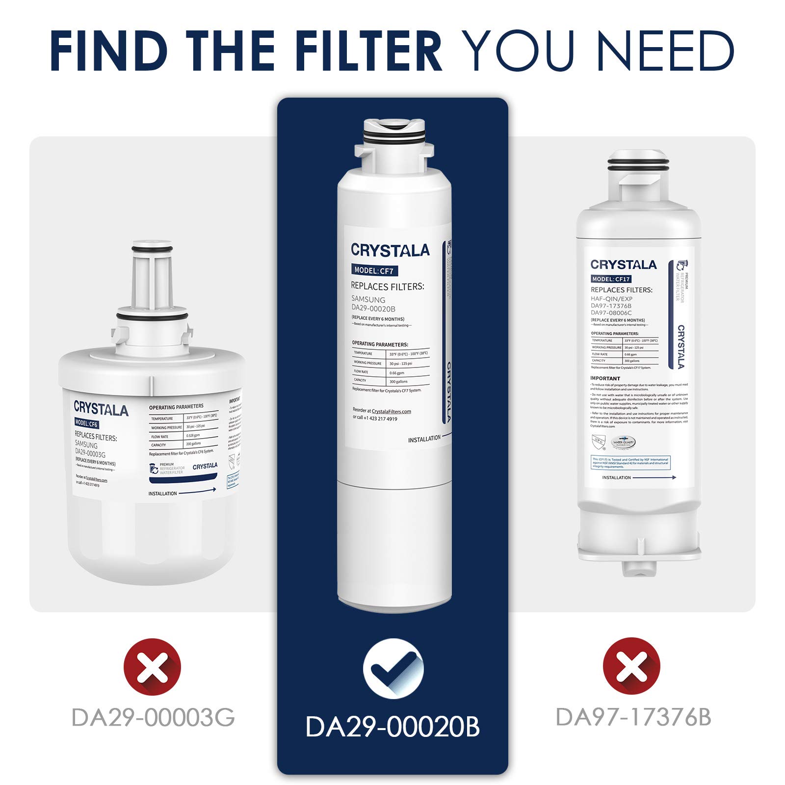 Amazon Com Crystala Da29 000b Samsung Filter Nsf 42 Certified Compatible Da29 000b Water Filter Haf Cin Exp Water Filter Da97 a Water Filter Samsung Water Filter Replacement 2 Pack Appliances