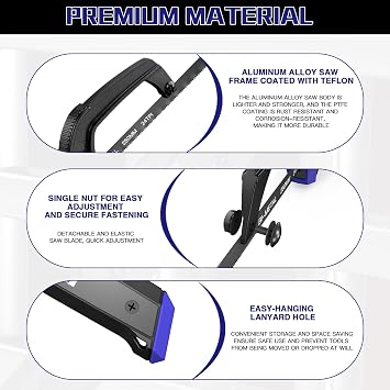 AIRAJ Mini Metal Hack Saw, Small Hacksaw for Metal, with 5 HSS Saw Blade