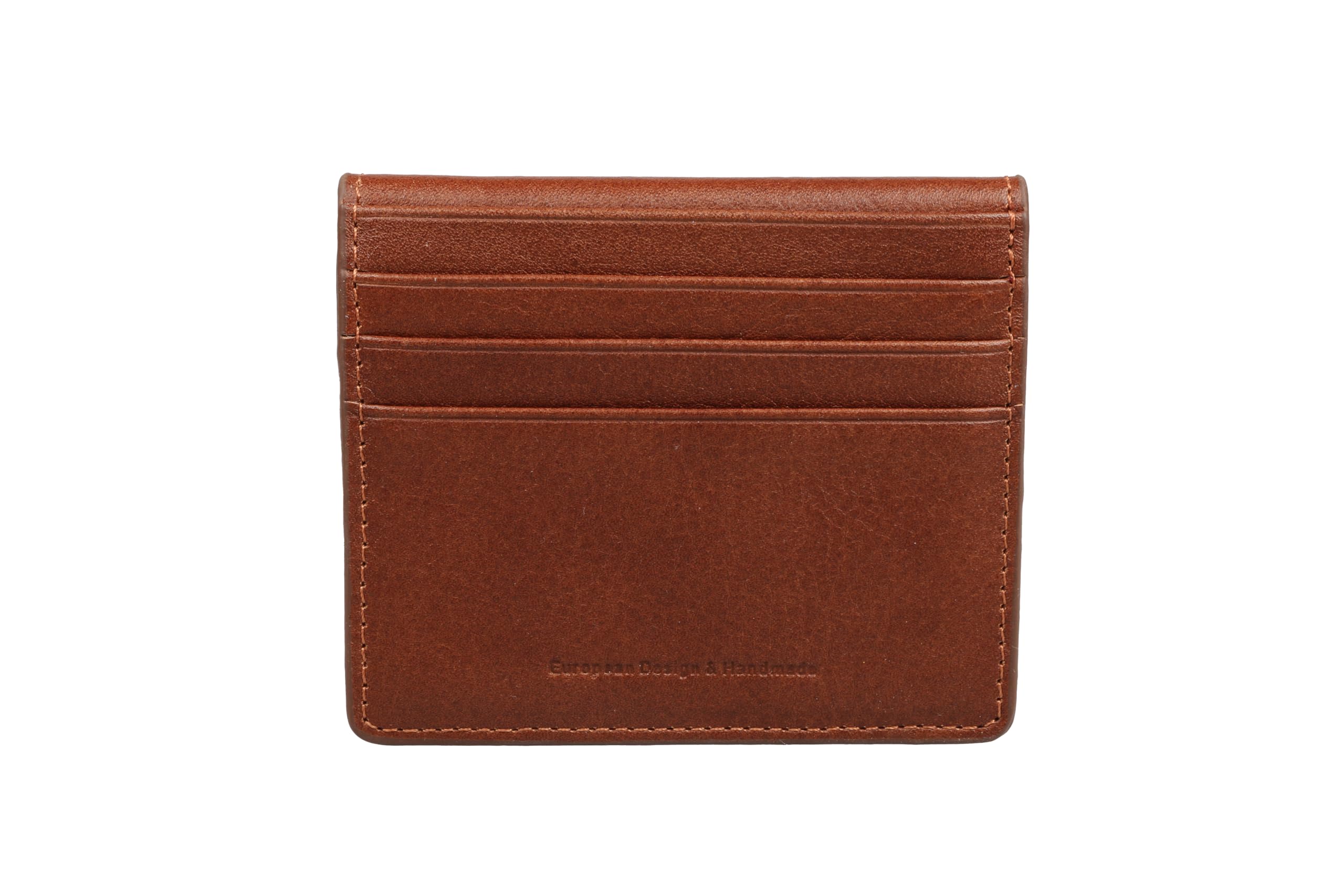 grande 762 Genuine Leather Card Holder For Men Slim Minimalist Card Case Small Magnetic Wallet - Brown