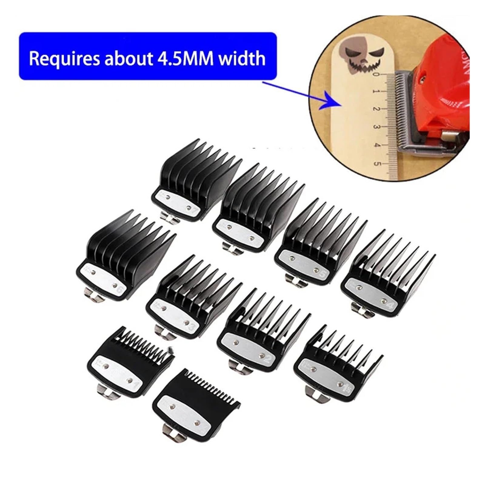 Peine Guía De Límite For Cortapelos Profesional, Compatible Con Keimei, Recortadora, Guía De Corte Universal, Peine, Herramientas De Corte De Pelo, Peine De Límite(Metal-8Pcs(1.5-19mm))