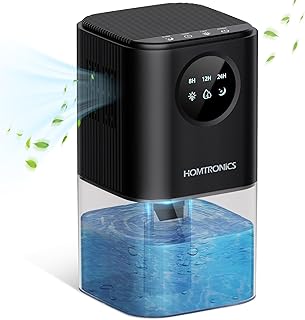 Home Mould Dehumidifier, [1700ML] Homtronics Silent Portable Dehumidifier, Auto Shutdown, Intelligent Defrost, 7 Colors Am…