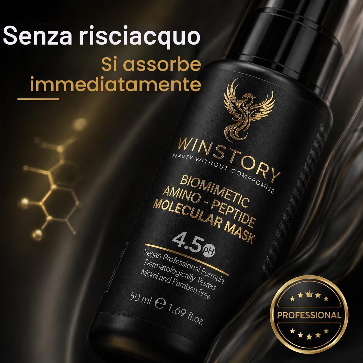 Maschera molecolare biomimetica ammino peptide – cura professionale dei capelli cheratina riparazione profonda & anti-crespo, 50 ml