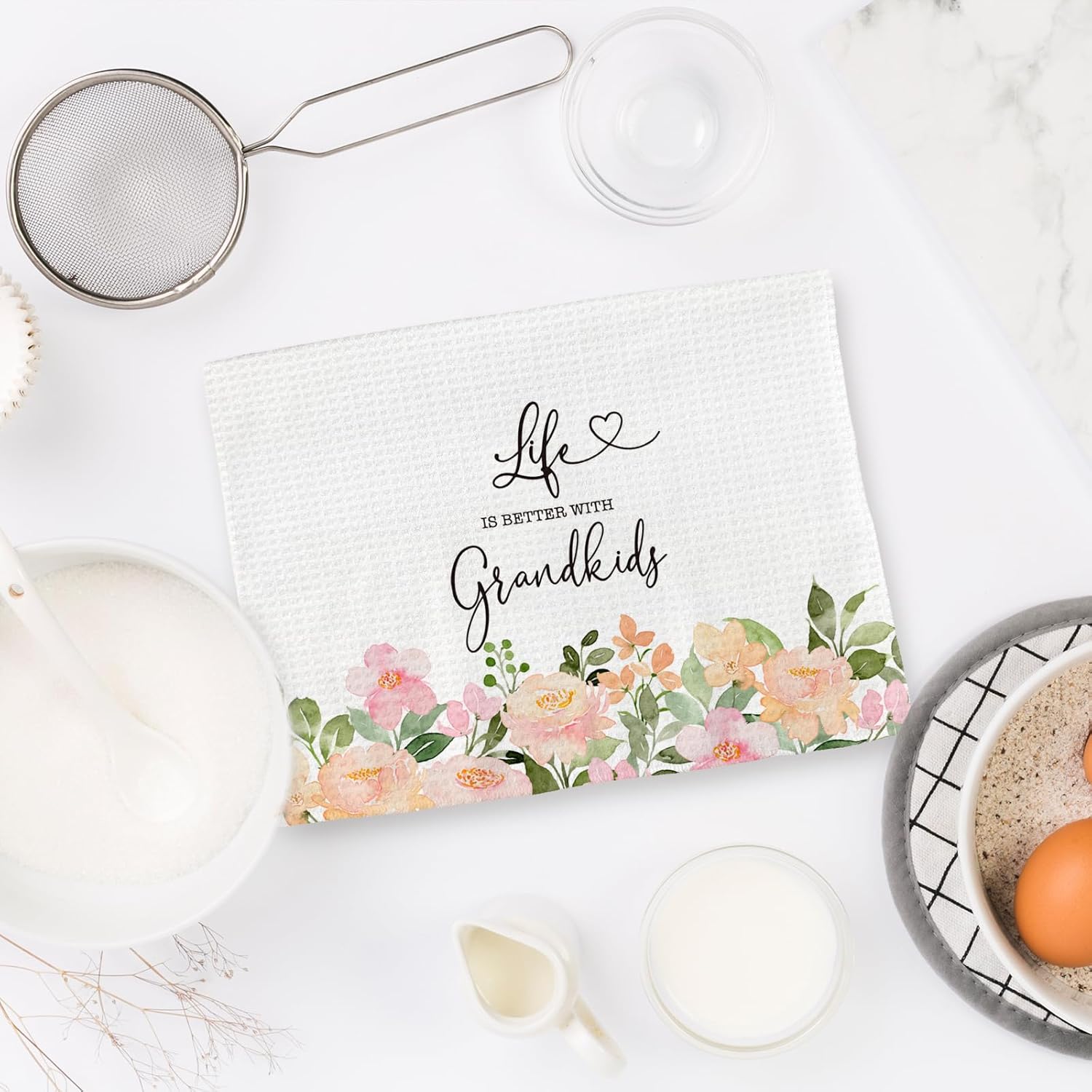 Grandma Gifts from Grandkids Kitchen Towels, for Grandma Dish Towels, Grandmother Gifts Hand Towels for Kitchen, Better with Grandkids Bathroom Kitchen Decor(16x24 Inch) - Image 6