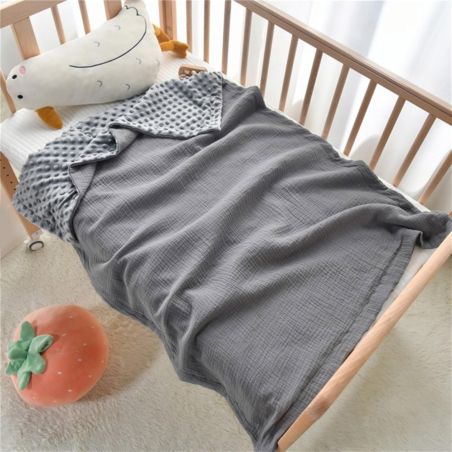 100x70cm Baby Blanket with Dotted Backing Unisex Boy Girls Receiving Blankets Bath Towel Soft Pram for Strollers