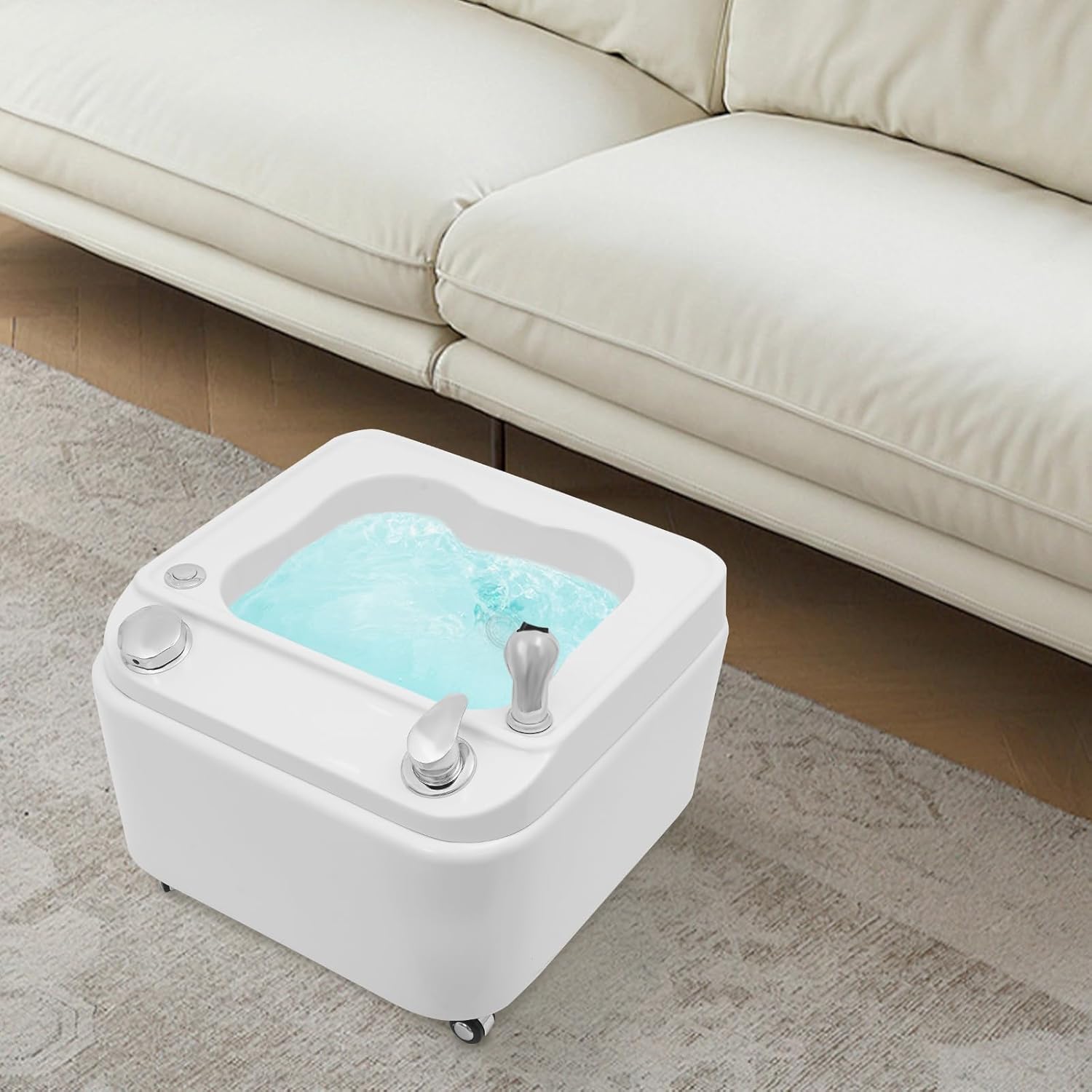 Foot Spa Bath Massager, Adjustable Hot & Cold Water Foot Massager Spa Soaking Tub with Pull-out Shower & Surf Massage, Muticolor Lamp Deep Acrylic Foots Detox Bathtub for Foots Soaker Stress Relief
