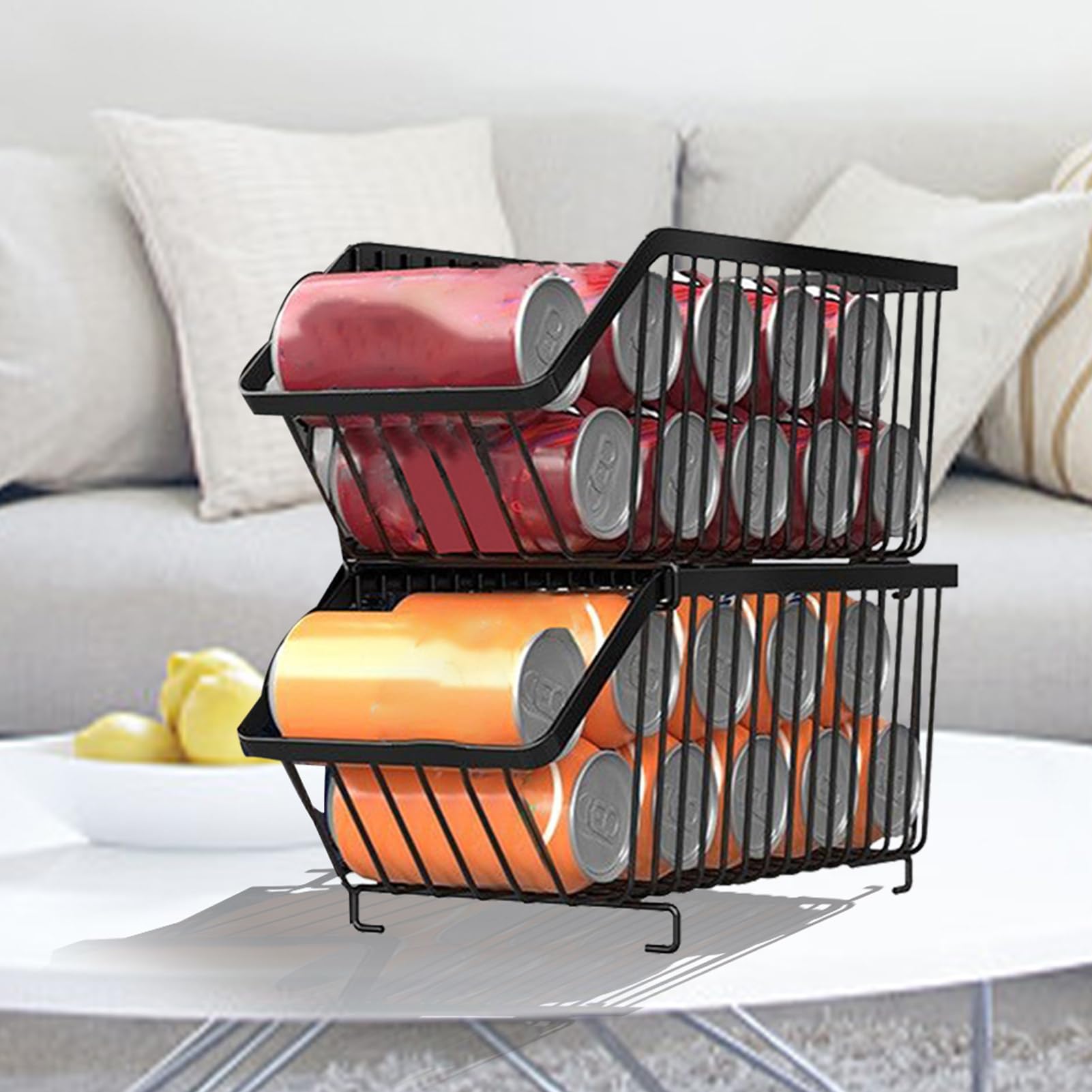 Soporte para latas: dispensador de almacenamiento de latas, cocina, organizador apilable, soporte de alimentos enlatados, estante de almacenamiento que ahorra espacio para nevera, cocina, artículos