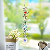 Vista 2 de H&D HYALINE & DORA Atrapasoles para Ventanas, Atrapasol de Cristal con Cuentas de los Siete Chakras, Cola Giratoria Decorativa Atrapasol