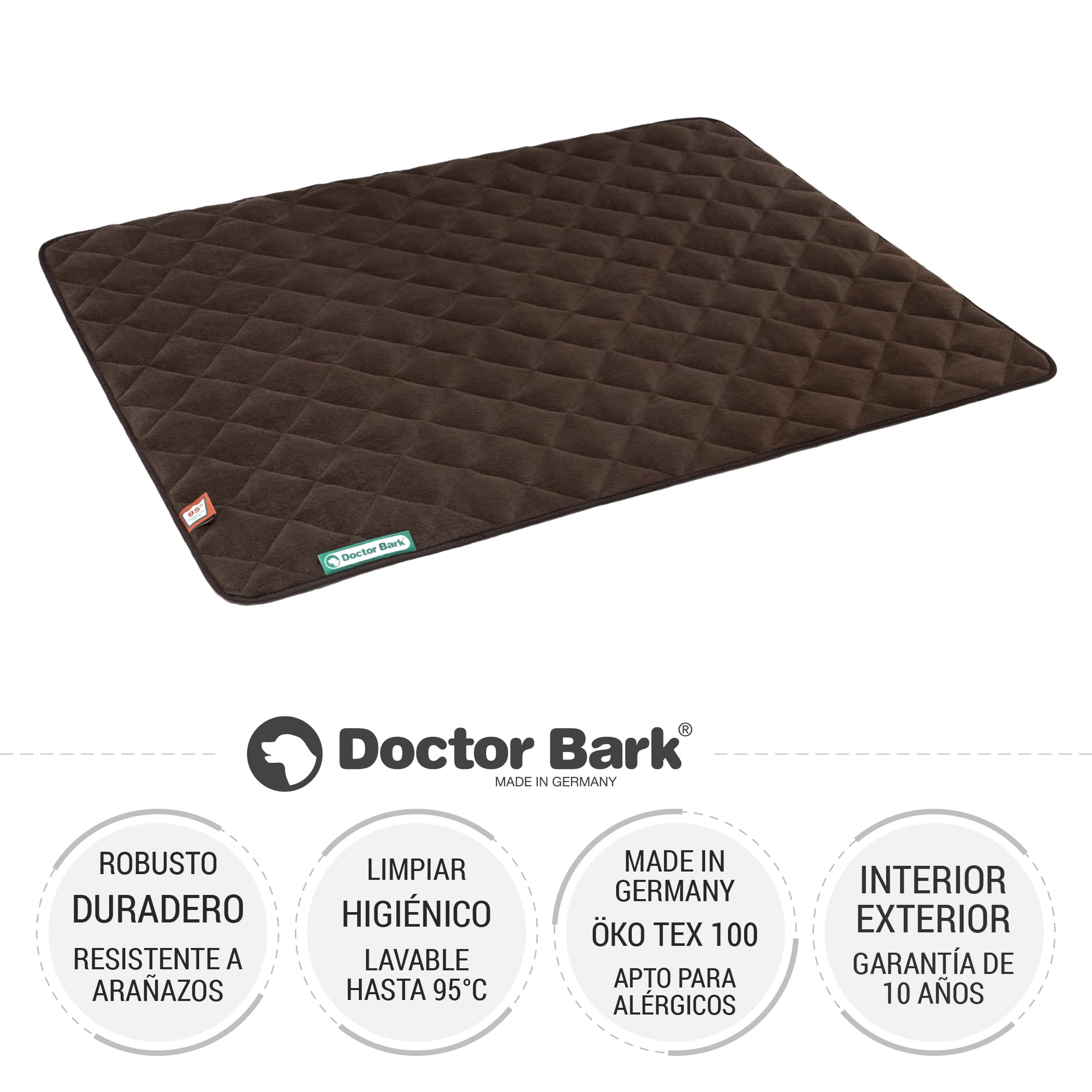 Doctor Bark Manta para Perros de Forro Polar, Reversible, mullida, Resistente y Lavable hasta 95 °C, para Interiores y Exteriores (L, 100x80 cm, marrón)