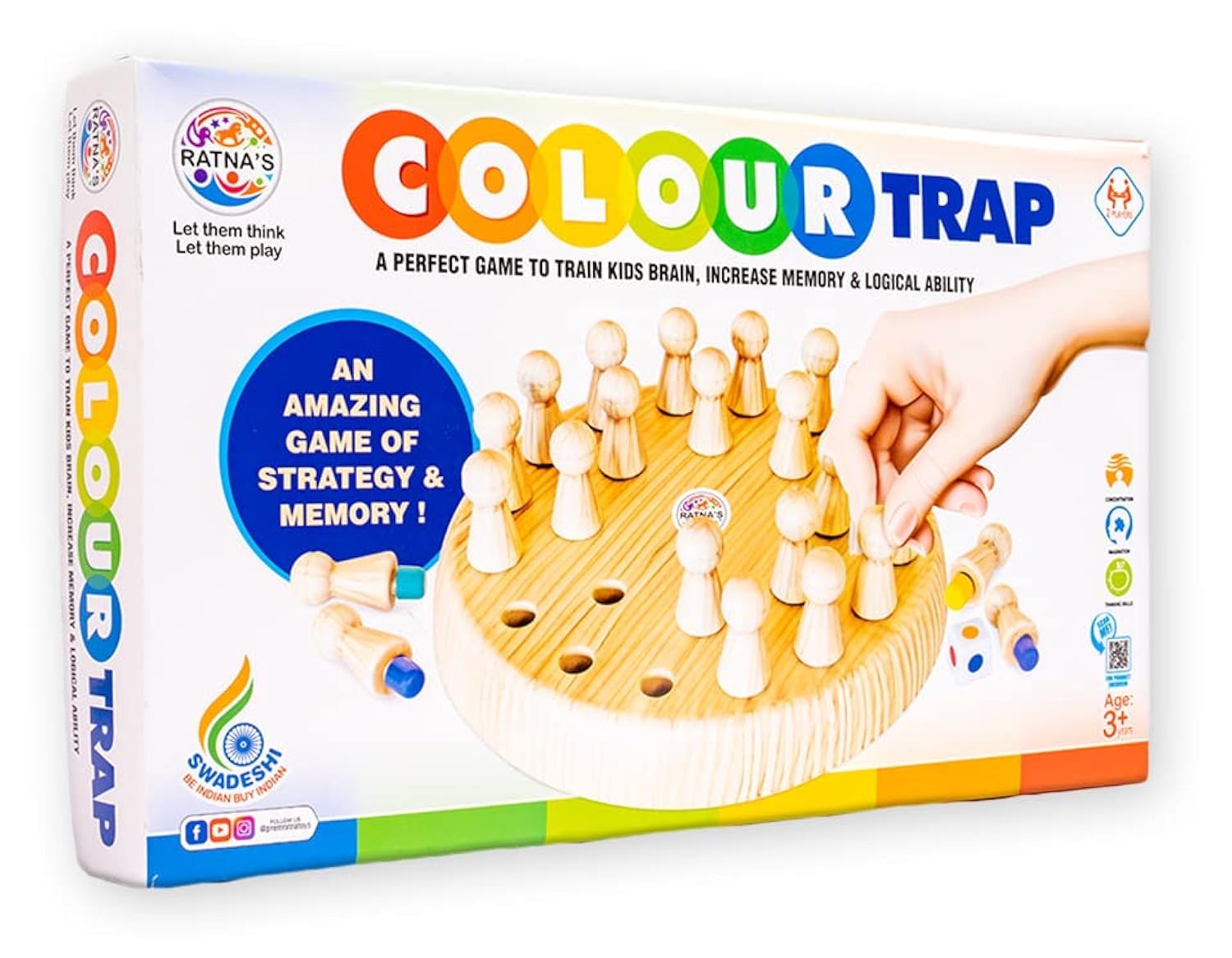 Ratna's Colour Trap Strategy & Memory Game for Kids, Memory Chess Game, Board Games Toys for Boys and Girls Age 3+