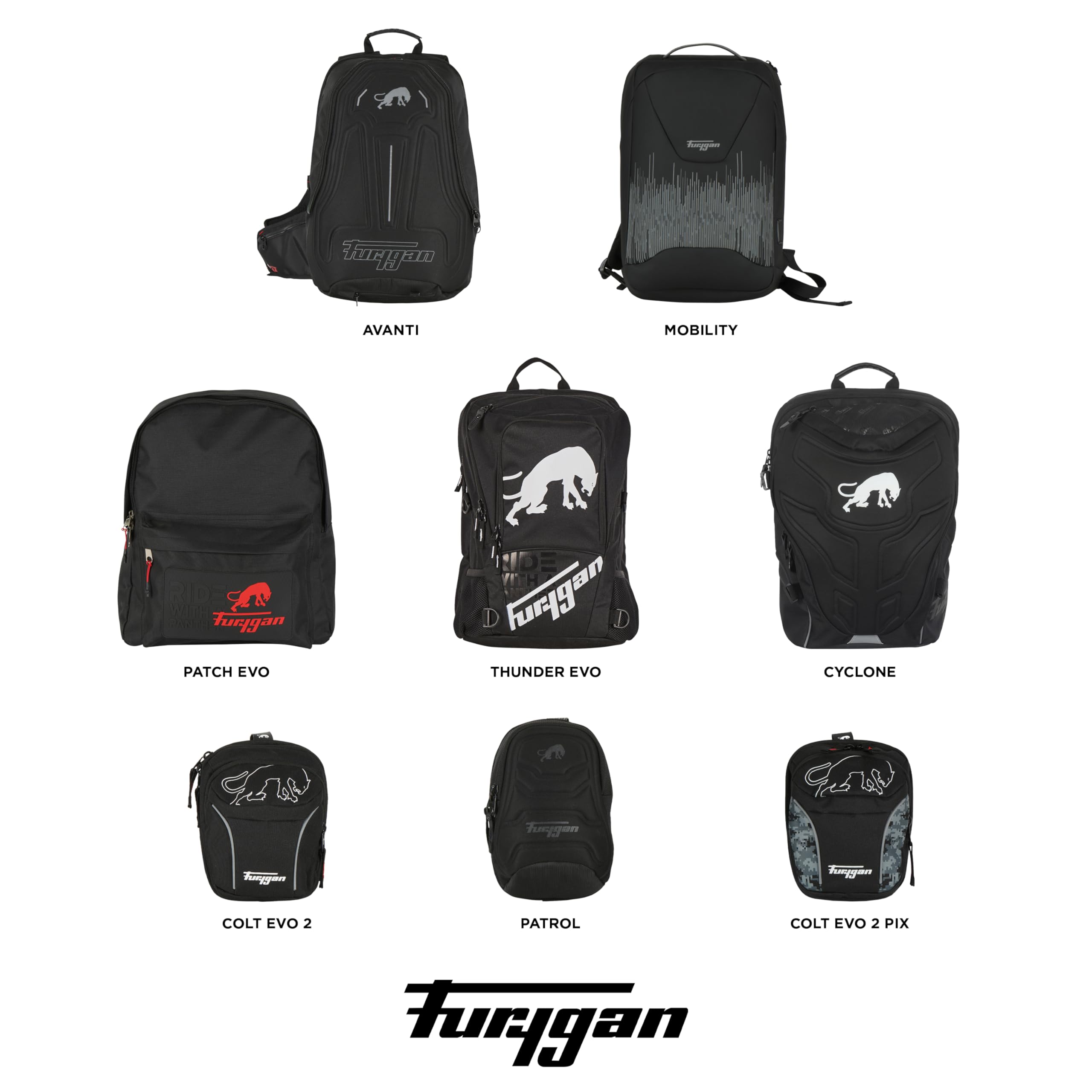 Furygan Unisex COLT EVO 2 Motorrad-BEINTASCHE Taschen Adventure,Radical,Touring,Urbain, Schwarz/Weiß, Einheitsgröße EU