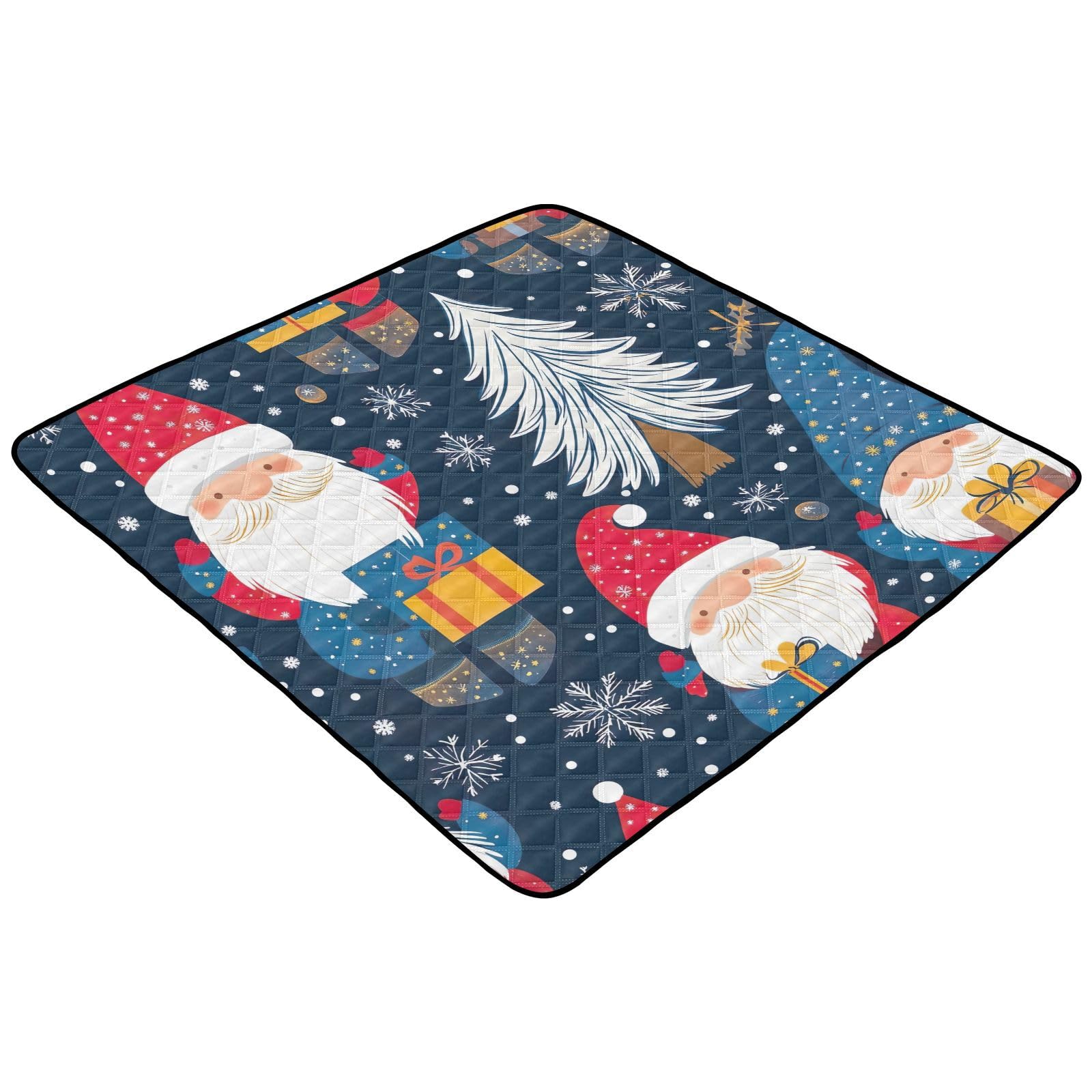 BOESI Doodle Cute Santa Claus Pattern Baby Play Mat, 50“ X 50” Washable Folding Crawling Mat, Baby Floor Mat, Soft, Thick, Non-Slip