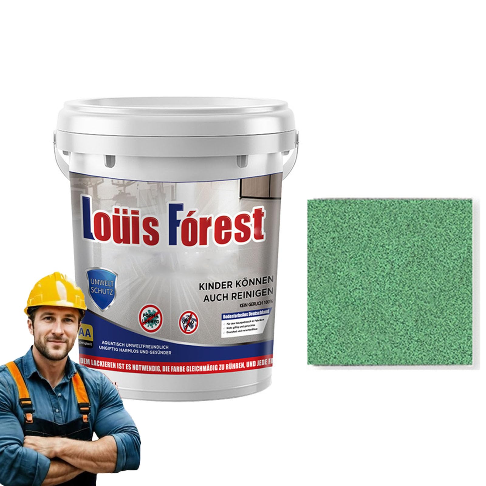 2027 Epoxy Colored Sand Floor Paint,High Gloss Marble Finish Epoxy Floor Coating,Durable Non-Slip Waterproof Paint for Garage & Basement, Concrete (Green,1kg)