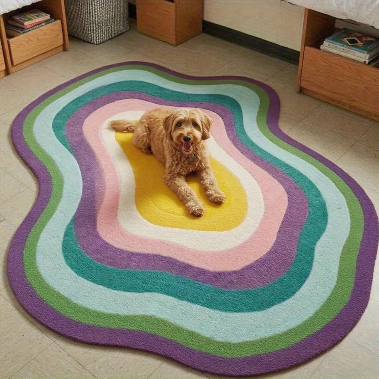 Tapis de sol irrégulier moelleux pour réchauffer un sol froid de chambre