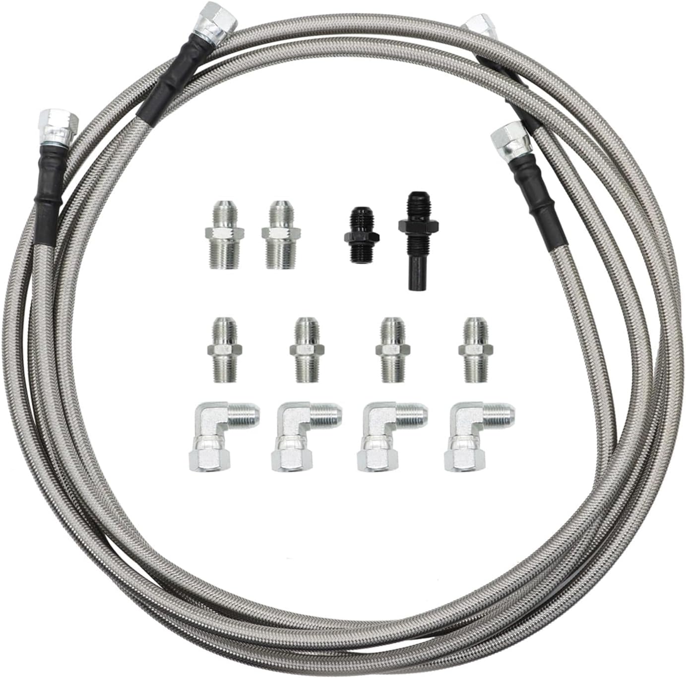 Jecoupoon 70" 6AN Stainless Steel Braided Transmission Cooler Line Kit