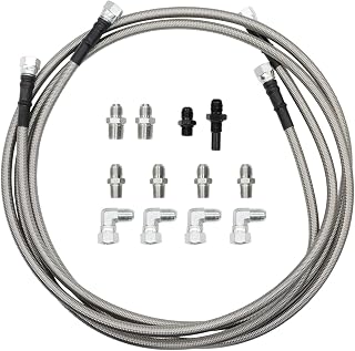 6AN 70" Transmission Oil Cooler Hose Line kit Compatible with 4L60E 4L80E TH350 TH400 200-4R 700R4 C5 Stainless Steel Braided PTFE Hose TR6060