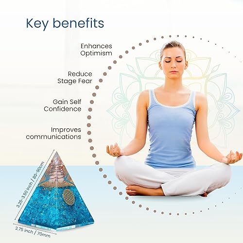 Miniatura 3 de Pirámide de Orgonita Aguamarina  Cristal curativo hecho a mano para positividad, coraje, meditación, yoga, reiki y equilibrio de chakras