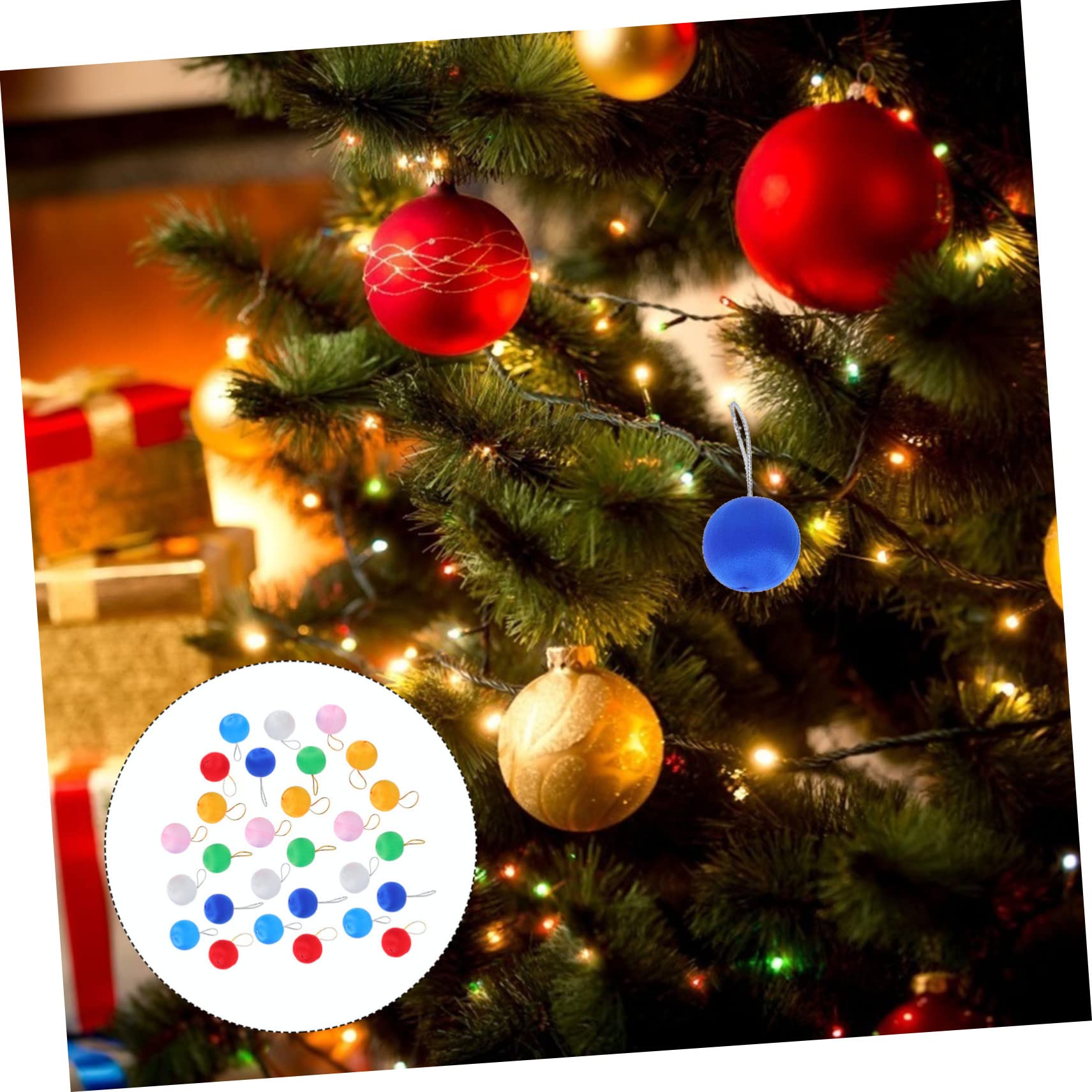 TOPBATHY 7 Ensembles Boules De Noel Lumières Féériques Décorations Perles Boules en Soie Filée Suspendues À l'arbre De Noël Boule De Noël Rideaux Lumineux Colorful Mousse 60pcs * 7